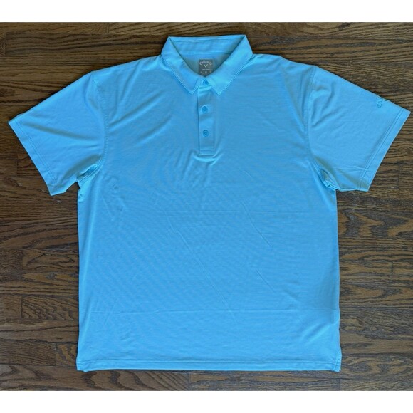 Callaway Polo Shirt Mens XL Blue White Striped Stretch Opti-Dri Golf Performance - Picture 2 of 10